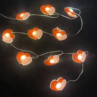 LED lyskæde med røde og pink hjerter - 2 m